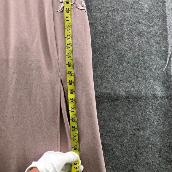 NWT Maniju Dress Split Side Leg Mauve Embroidered Crochet Side Sweetheart Sz M - Picture 12 of 12